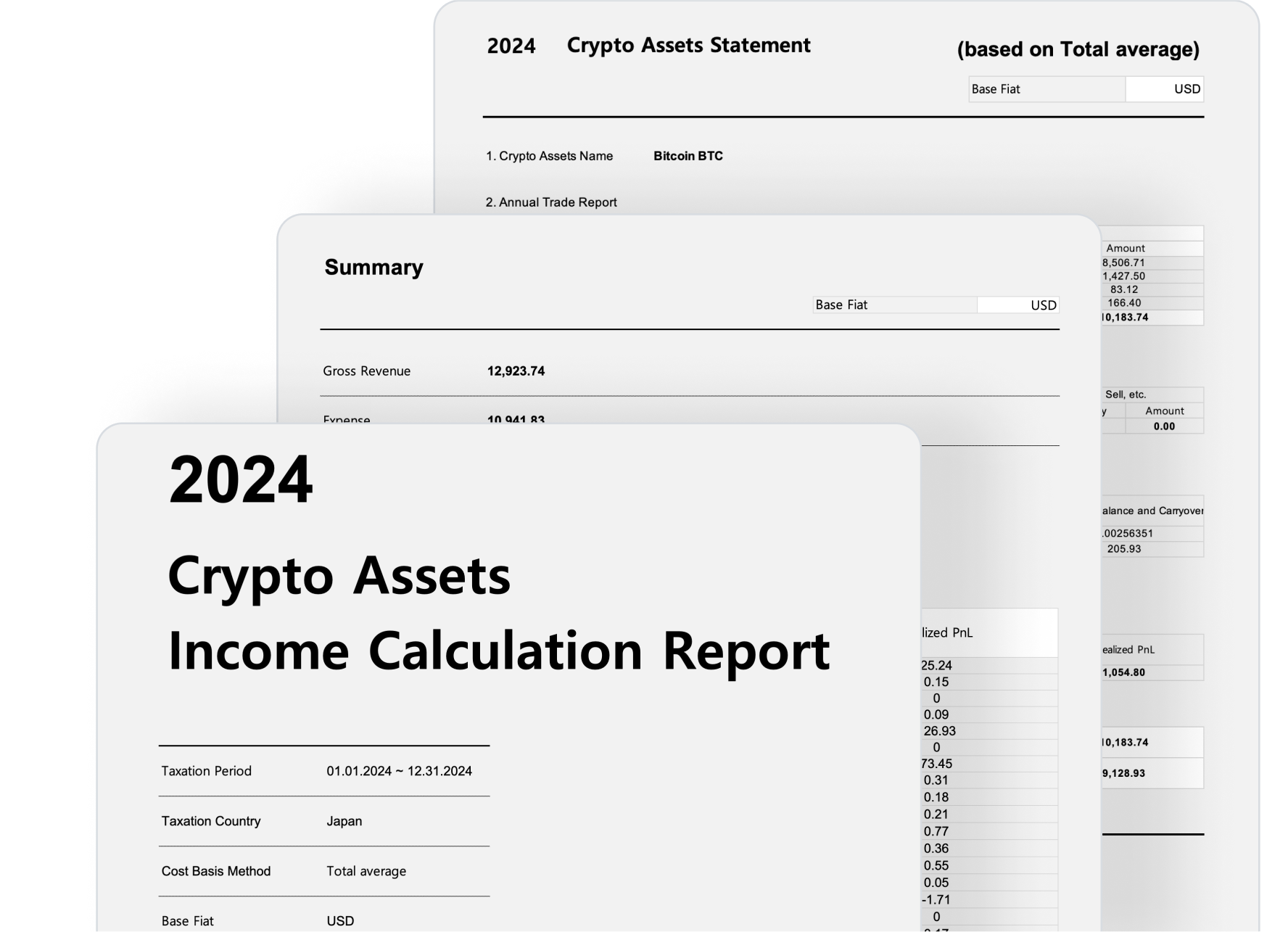 Taasfi crypto tax report screen